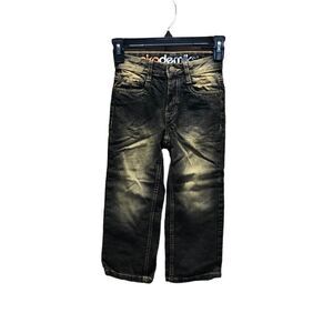 Akademiks Boys Denim Jeans, Size 5, Black wash. Faded with Yellow Tint Skater Ba